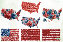 American Flag Flowers Clipart Product Image 6
