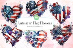 American Flag Flowers Watercolor Sublimation Product Image 1