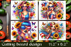 Cutting board design with the American flag of the USA. Sunf Product Image 1