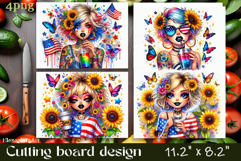 Cutting board design with the American flag of the USA. Sunf Product Image 1