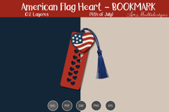 American Flag heart Bookmark Template Product Image 2