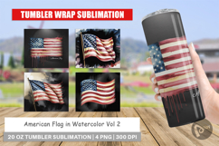 Tumbler Watercolor American Flag Product Image 1