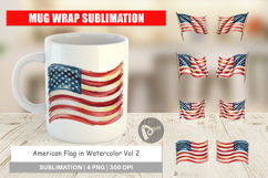 Mug Wrap Watercolor American Flag Product Image 1