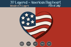 3D Layered American Flag heart Product Image 2