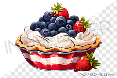 Whole Round Cream and Berry American Flag Pie PNG Clipart Product Image 1