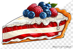 Slice of Layered American Flag Pie PNG Clipart Cartoon Product Image 1