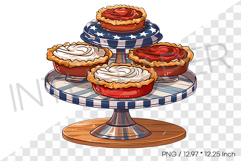American Flag Pies on Round Dark Stand PNG Clipart Cartoon Product Image 1