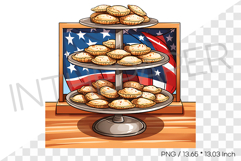 American Flag Pies on Wooden Counter Stand PNG Clipart Product Image 1