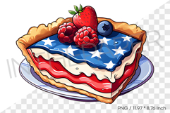 Square Slice of American Flag Pie PNG Clipart Cartoon Illust Product Image 1
