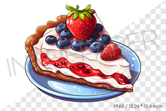 Slice of Cream American Flag Pie PNG Clipart Cartoon Illust Product Image 1
