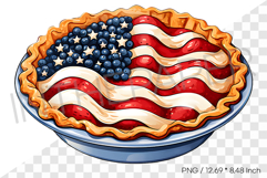 Whole Round American Flag Design Pie PNG Clipart Cartoon Product Image 1
