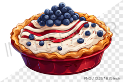Whole Round American Flag Cream Pie PNG Clipart Cartoon Product Image 1