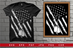 Illustration American Flag with a Dog Tag BW Version Product Image 1