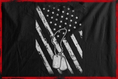 Illustration American Flag with a Dog Tag BW Version Product Image 2