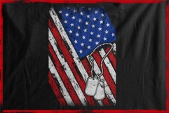 American Flag with a Dog Tag and Distressed Effect Product Image 2