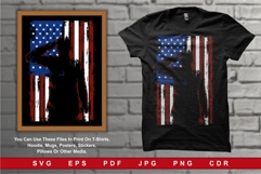 American Flag with a Silhouette of a Saluting Soldier Product Image 1