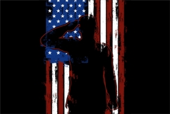 American Flag with a Silhouette of a Saluting Soldier Product Image 2