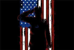 American Flag with a Silhouette of a Saluting Soldier Product Image 2