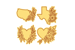 4x America Loves Floral Studs Earrings, Laser Cut SVGs Product Image 2