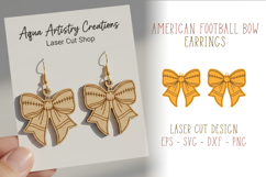 American Football Bow Earrings Laser Cut Template Product Image 1