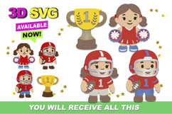 American Footbal Elements 3D SVG Product Image 1