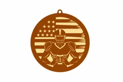 Football Player with American Flag Wood Ornament Laser Cut Product Image 2