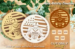 Football Player with American Flag Wood Ornament Laser Cut Product Image 1