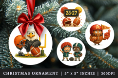 American football round ornaments sublimation design Product Image 1