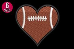 American Football Soccer Rugby Ball Heart Embroidery Design Product Image 2