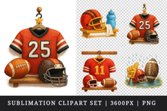 American football clipart printable sublimation design png Product Image 1