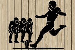 American football scene stencil silhouette SVG Product Image 1