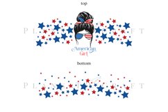 american girl 4th of july 40oz quencher tumbler sublimation full wrap high resolution transparant background