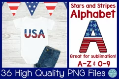 Baby outfit with decorative USA design made from american themed decorative alphabet