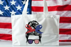 American Messy Bun SVG, 4th Of July SVG Design Product Image 3