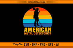 American Metal Detectorist Retro Sunset SVG File Product Image 1