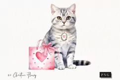 Valentine American Shorthair Cat | Valentine's Day Clipart Product Image 1