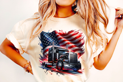 American Truck Png Sublimation, USA Trucker PNG, USA Flag Product Image 2