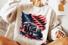 American Truck Png Sublimation, USA Trucker PNG, USA Flag Product Image 3