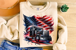 American Truck Png Sublimation, USA Trucker PNG, USA Flag Product Image 1