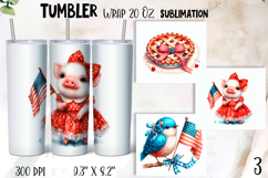Cute animal, Patriotic Tumbler Wrap sublimation Product Image 1