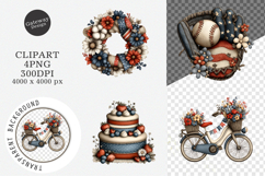 Americana Patriotic Summer Clipart,Patriotic Summer PNG Product Image 1