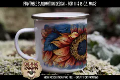 Americana Sunflowers Sublimation Mug - 11 & 15 oz sizes Product Image 3