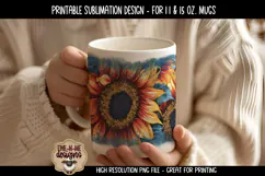 Americana Sunflowers Sublimation Mug - 11 & 15 oz sizes Product Image 1