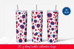 American Patriotic Leopard Skinny Tumbler Sublimation Design Product Image 1