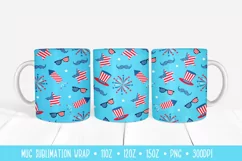 USA Patriotic Mug Sublimation Wrap. 4th of July Mug Design Product Image 1