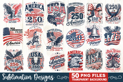 USA 250th Anniversary Sublimation PNG Bundle 50 Designs Product Image 1