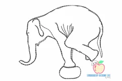 An Elephant Trying To Balance On The Ball Line Art Product Image 2