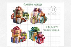 Christmas Gifts png clipart. Watercolor. Product Image 1