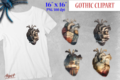 Anatomical heart clipart, vintage heart with books PNG Product Image 1