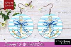 Anchor Nautical Round Earrings Sea Quotes PNG Sublimation Product Image 1